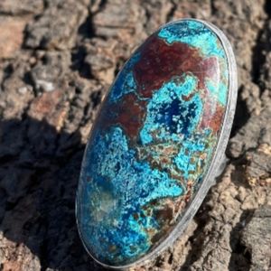 New! Handmade Shattuckite gemstone ring! 925 sterling silver Sz.6